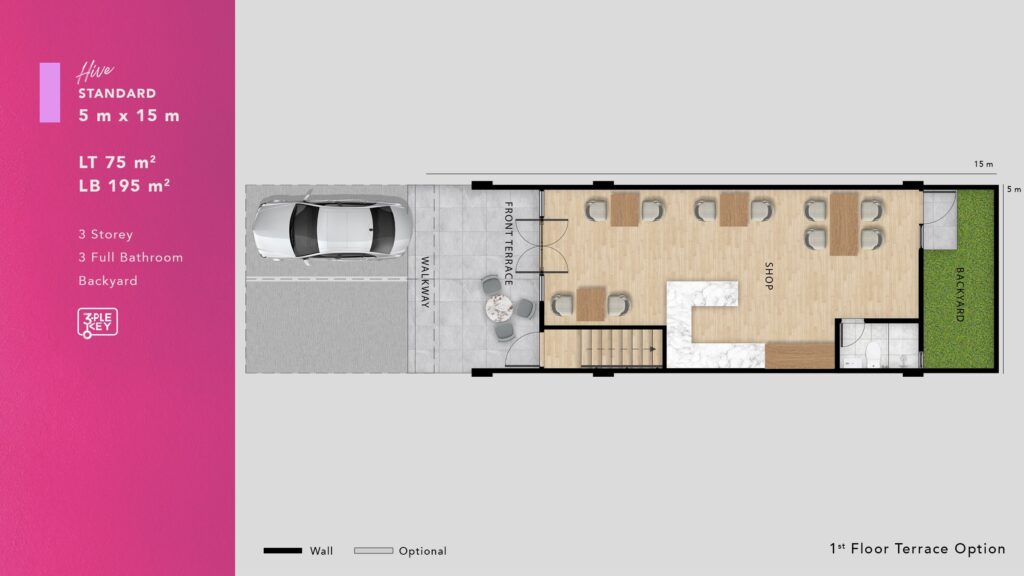 1st floor terrace option lantai 1st hive park lippo cosmopolis