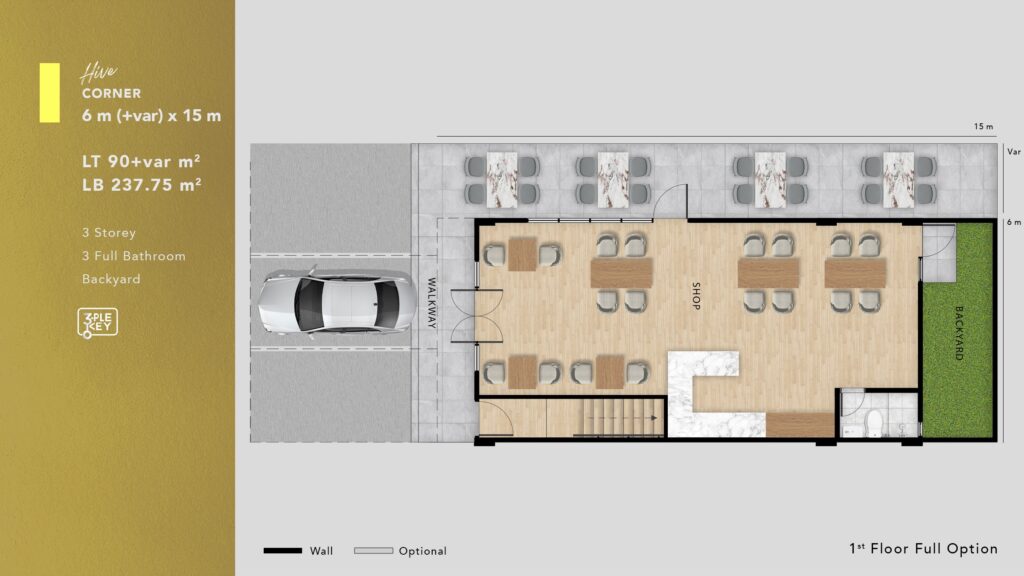 corner 1st floor full option hive spark lippo cosmopolis corner