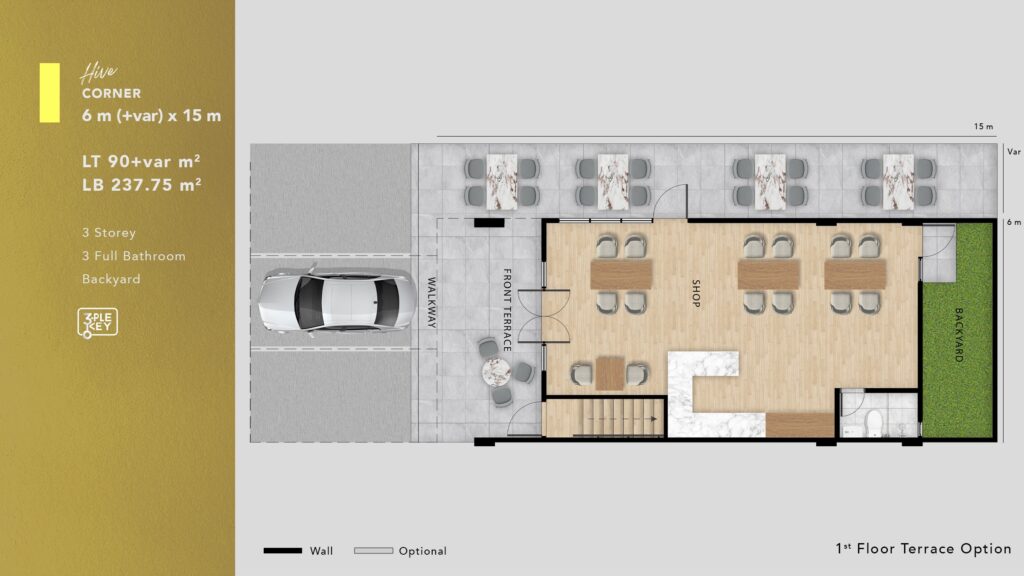 corner 1st floor terrace option hive spark lippo cosmopolis lt1